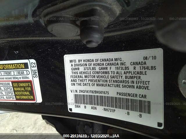 Photo 8 VIN: 2HGFA1F82BH501675 - HONDA CIVIC SDN 