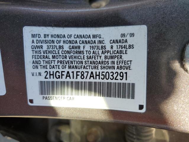 Photo 11 VIN: 2HGFA1F87AH503291 - HONDA CIVIC EX 