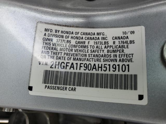 Photo 11 VIN: 2HGFA1F90AH519101 - HONDA CIVIC EXL 