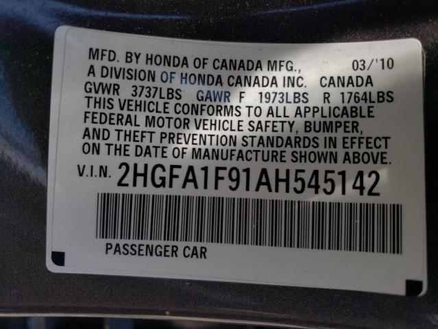 Photo 11 VIN: 2HGFA1F91AH545142 - HONDA CIVIC 