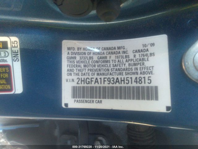 Photo 8 VIN: 2HGFA1F93AH514815 - HONDA CIVIC SDN 