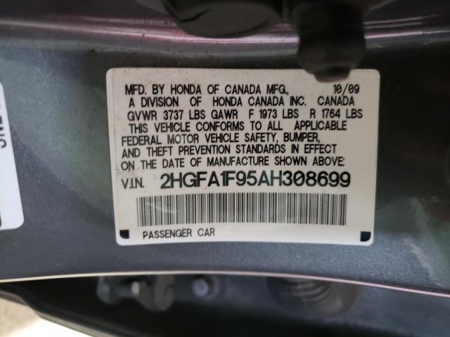 Photo 9 VIN: 2HGFA1F95AH308699 - HONDA CIVIC EXL 