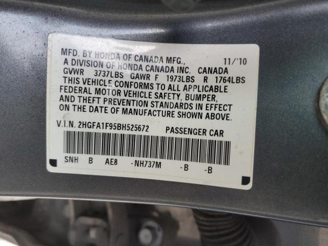 Photo 11 VIN: 2HGFA1F95BH525672 - HONDA CIVIC EXL 