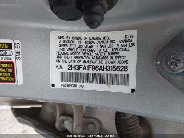 Photo 8 VIN: 2HGFA1F96AH315628 - HONDA CIVIC 