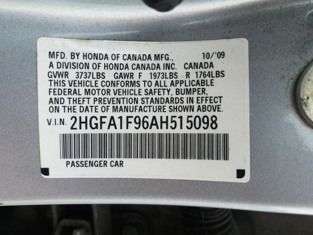 Photo 9 VIN: 2HGFA1F96AH515098 - HONDA CIVIC EXL 