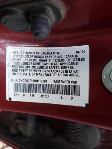 Photo 9 VIN: 2HGFA1F98BH518280 - HONDA CIVIC EXL 