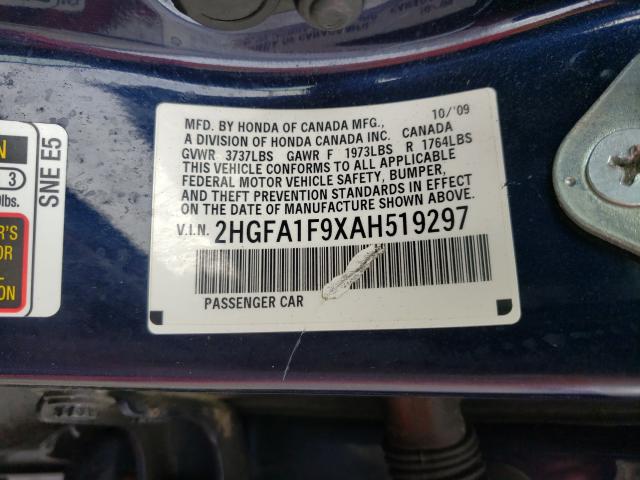 Photo 9 VIN: 2HGFA1F9XAH519297 - HONDA CIVIC EXL 