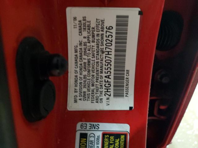 Photo 12 VIN: 2HGFA55507H702576 - HONDA CIVIC SI 