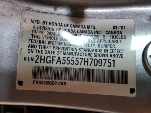 Photo 11 VIN: 2HGFA55557H709751 - HONDA CIVIC SI 