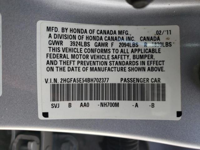 Photo 9 VIN: 2HGFA5E54BH702377 - HONDA CIVIC SI 