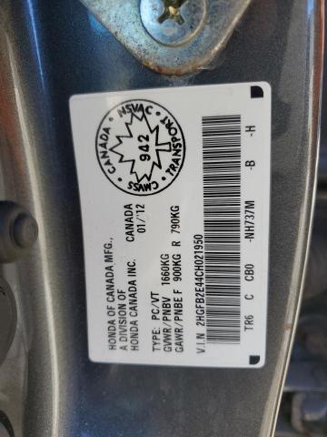 Photo 11 VIN: 2HGFB2E44CH021950 - HONDA CIVIC LX 