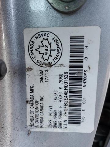 Photo 11 VIN: 2HGFB2E44EH001538 - HONDA CIVIC LX 