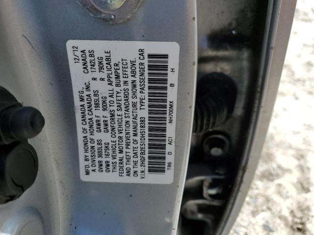 Photo 12 VIN: 2HGFB2E51DH518383 - HONDA CIVIC LX 