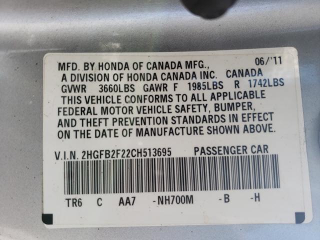 Photo 9 VIN: 2HGFB2F22CH513695 - HONDA CIVIC DX 