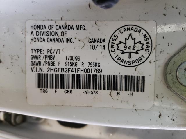 Photo 9 VIN: 2HGFB2F41FH001769 - HONDA CIVIC LX 