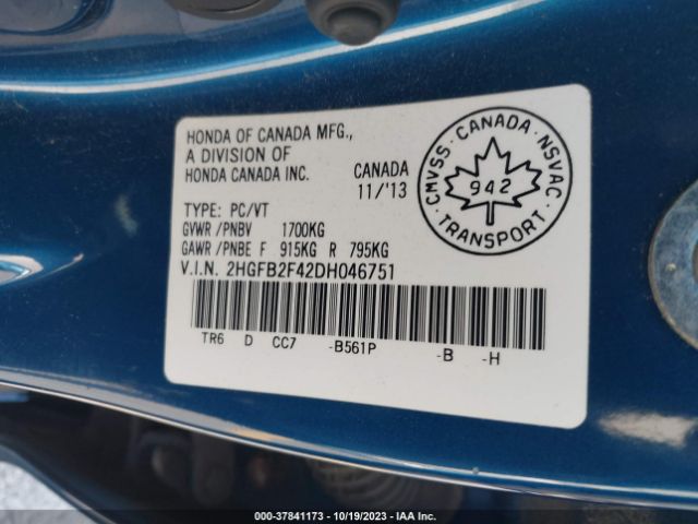 Photo 8 VIN: 2HGFB2F42DH046751 - HONDA CIVIC 