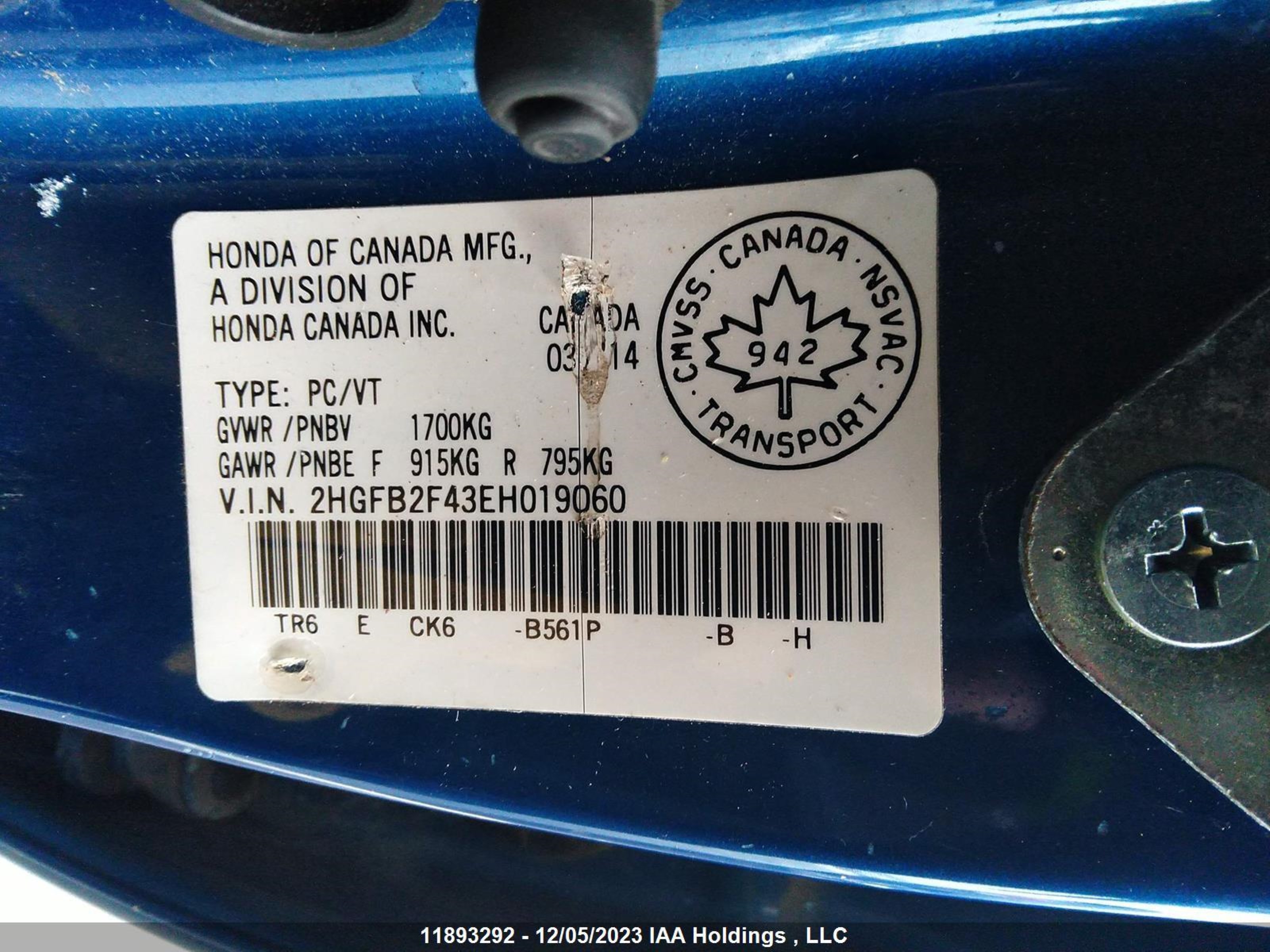 Photo 8 VIN: 2HGFB2F43EH019060 - HONDA CIVIC 