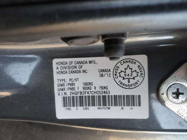 Photo 11 VIN: 2HGFB2F47CH052463 - HONDA CIVIC 