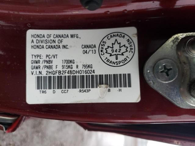 Photo 11 VIN: 2HGFB2F48DH016024 - HONDA CIVIC 