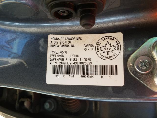 Photo 9 VIN: 2HGFB2F49EH025929 - HONDA CIVIC LX 