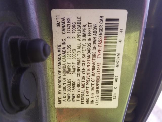 Photo 9 VIN: 2HGFB2F50CH314672 - HONDA CIVIC LX 