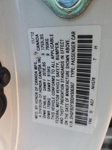 Photo 11 VIN: 2HGFB2F50DH506367 - HONDA CIVIC LX 