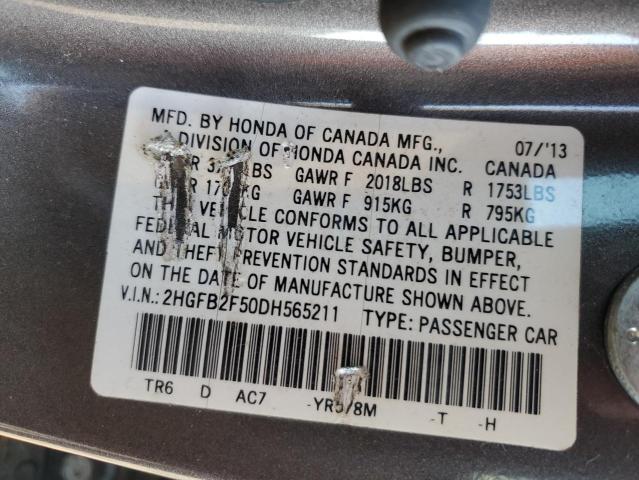 Photo 9 VIN: 2HGFB2F50DH565211 - HONDA CIVIC LX 