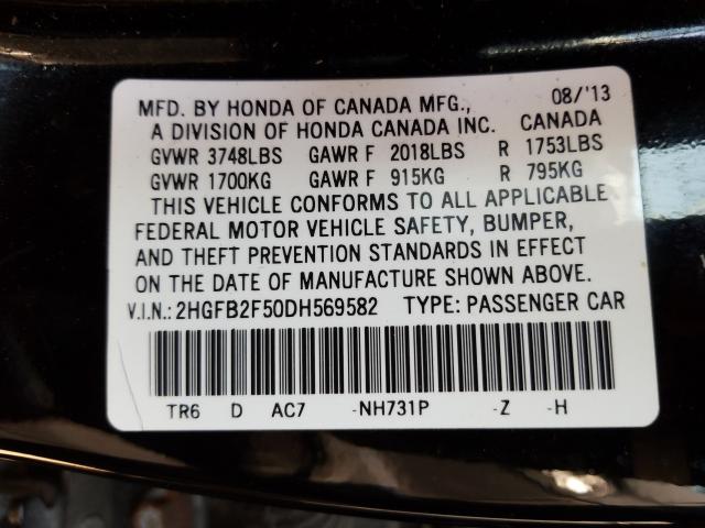 Photo 9 VIN: 2HGFB2F50DH569582 - HONDA CIVIC 