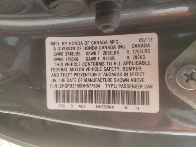 Photo 9 VIN: 2HGFB2F50DH577634 - HONDA CIVIC LX 