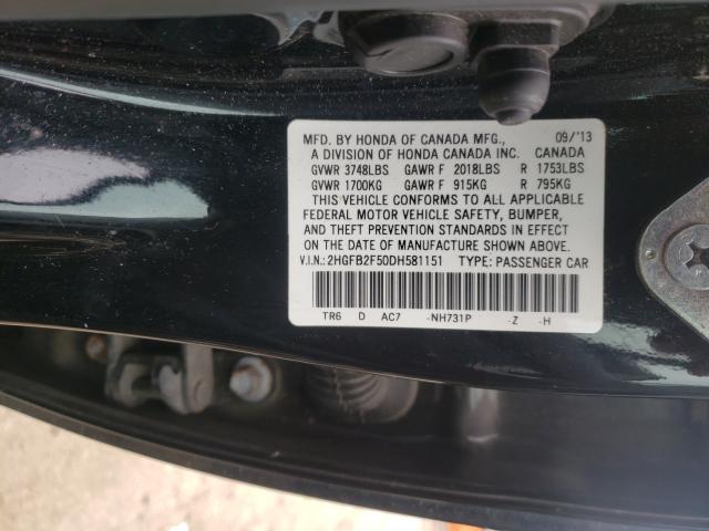 Photo 9 VIN: 2HGFB2F50DH581151 - HONDA CIVIC LX 