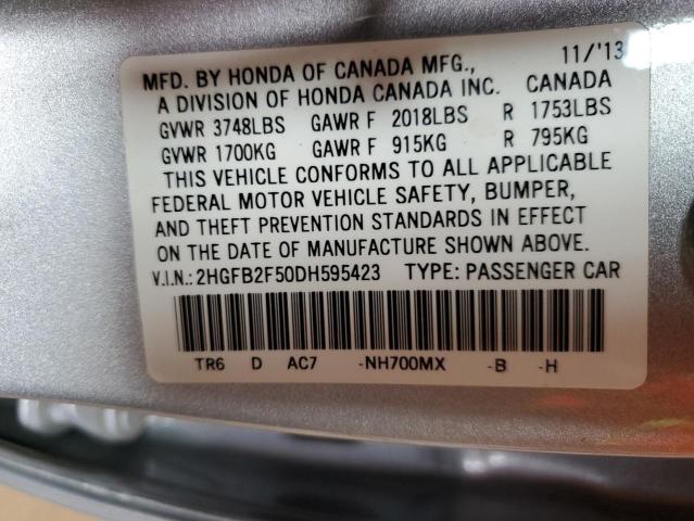 Photo 9 VIN: 2HGFB2F50DH595423 - HONDA CIVIC LX 