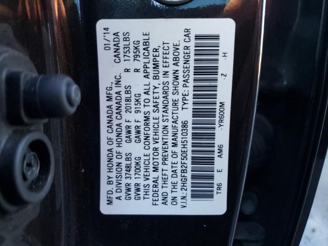 Photo 9 VIN: 2HGFB2F50EH510386 - HONDA CIVIC LX 