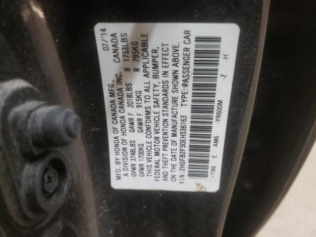 Photo 11 VIN: 2HGFB2F50EH536163 - HONDA CIVIC LX 