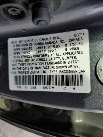 Photo 11 VIN: 2HGFB2F50EH541346 - HONDA CIVIC LX 