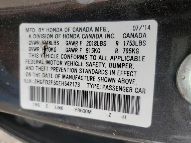 Photo 12 VIN: 2HGFB2F50EH542173 - HONDA CIVIC 