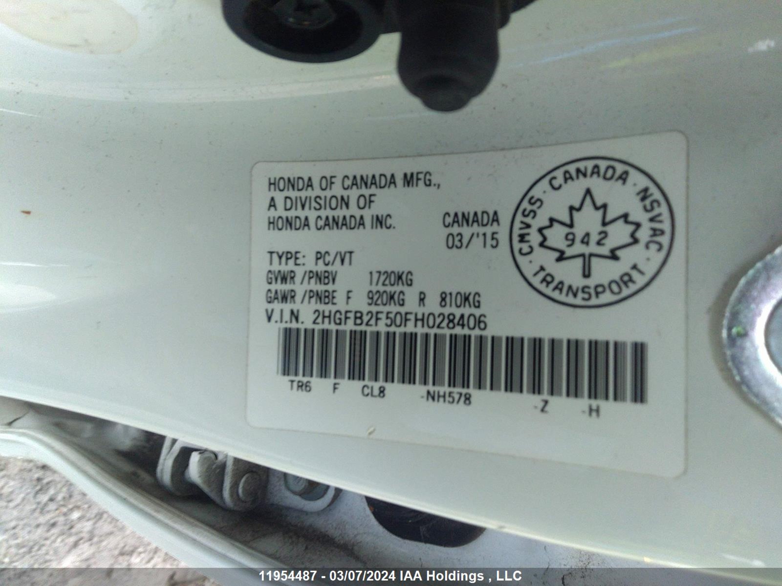 Photo 8 VIN: 2HGFB2F50FH028406 - HONDA CIVIC 