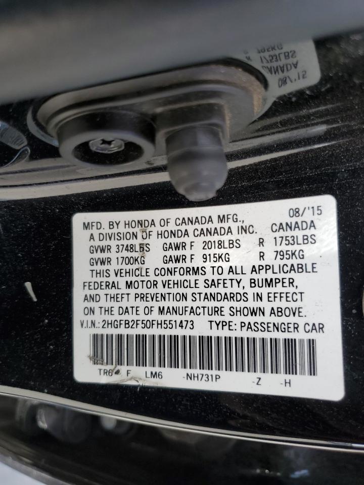 Photo 11 VIN: 2HGFB2F50FH551473 - HONDA CIVIC 