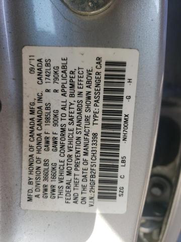 Photo 11 VIN: 2HGFB2F51CH313398 - HONDA CIVIC LX 