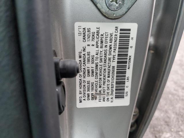 Photo 11 VIN: 2HGFB2F51CH326698 - HONDA CIVIC LX 