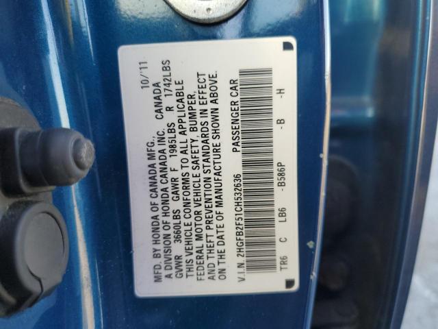 Photo 12 VIN: 2HGFB2F51CH532636 - HONDA CIVIC LX 