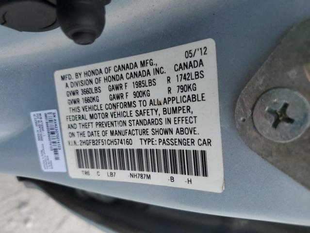 Photo 12 VIN: 2HGFB2F51CH574160 - HONDA CIVIC LX 