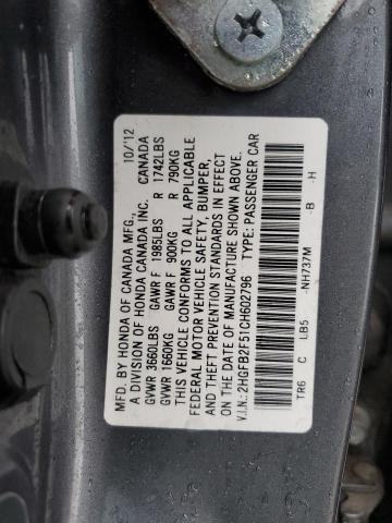 Photo 12 VIN: 2HGFB2F51CH602796 - HONDA CIVIC LX 