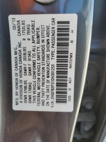 Photo 11 VIN: 2HGFB2F51DH301253 - HONDA CIVIC 