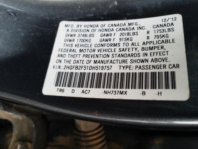 Photo 9 VIN: 2HGFB2F51DH519757 - HONDA CIVIC LX 