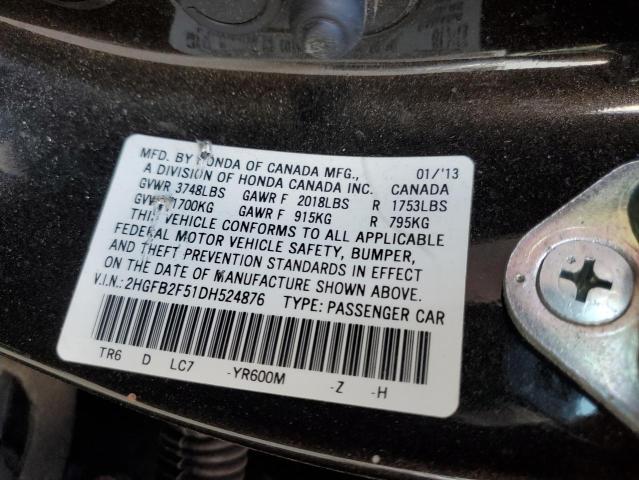 Photo 12 VIN: 2HGFB2F51DH524876 - HONDA CIVIC 