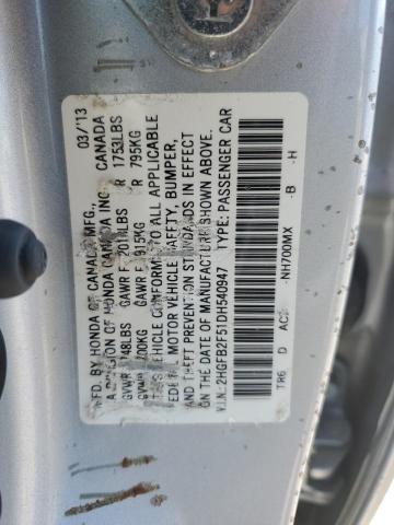 Photo 11 VIN: 2HGFB2F51DH540947 - HONDA CIVIC 