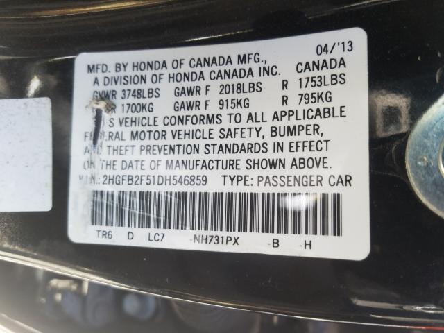 Photo 9 VIN: 2HGFB2F51DH546859 - HONDA CIVIC LX 