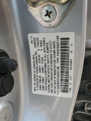 Photo 11 VIN: 2HGFB2F51DH551186 - HONDA CIVIC LX 