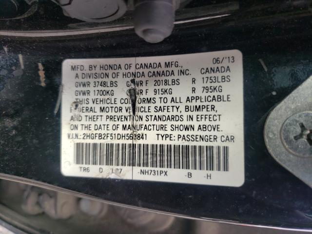 Photo 9 VIN: 2HGFB2F51DH563841 - HONDA CIVIC LX 