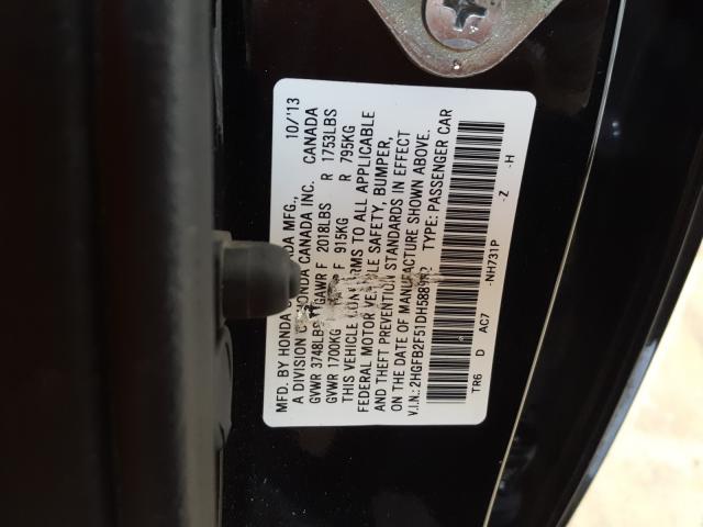 Photo 9 VIN: 2HGFB2F51DH588982 - HONDA CIVIC LX 